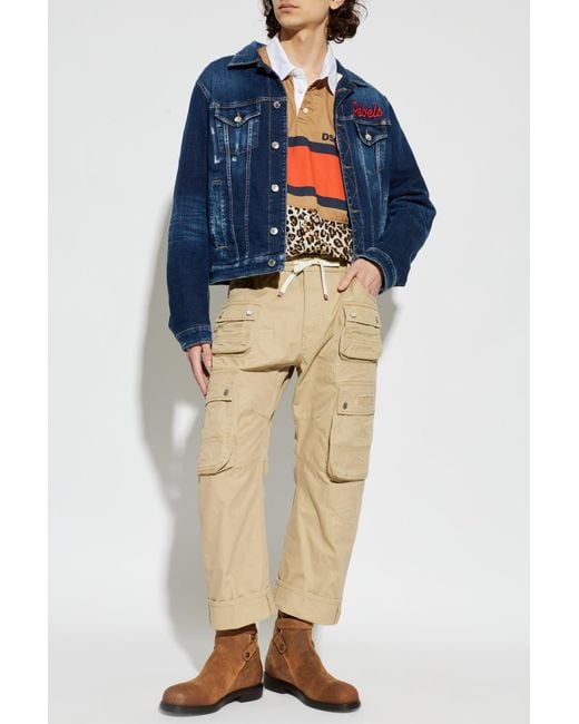 DSquared² Orange Polo Made From Combined Materials for men