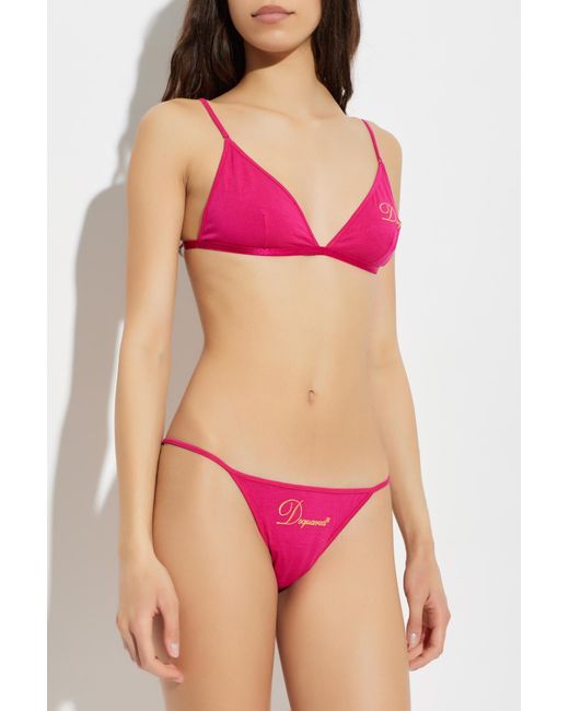 DSquared² Pink Bra With Embroidered Logo