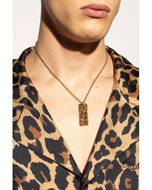 Versace Metallic Necklace With A Logo Pendant for men