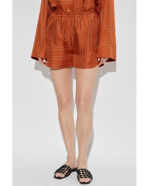 Totême Orange Silk Shorts