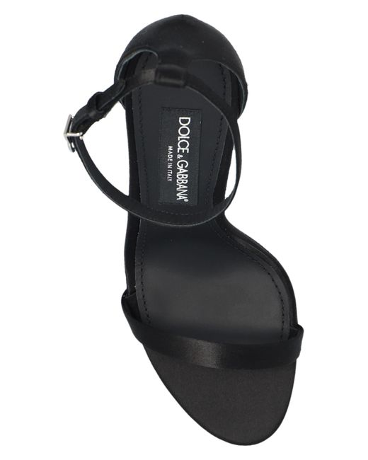Dolce & Gabbana Black Sandals On Decorative Heel