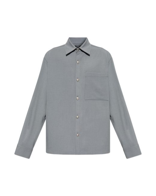 Balmain Gray Shirt With Pocket for men