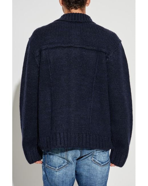 DSquared² Blue Wool Cardigan for men