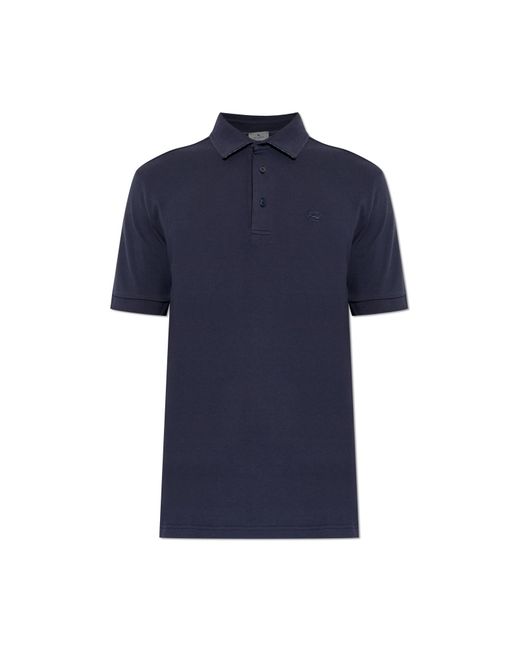 Etro Blue Polo With Logo for men
