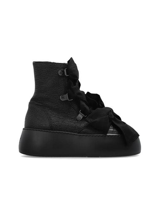 Agl Attilio Giusti Leombruni Black Leather Platform Shoes "Vibe Ribbon"