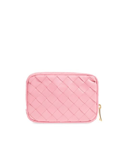 Bottega Veneta Pink Small Calfskin Intrecciato Pouch