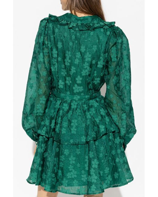 Custommade• Green 'juma' Dress With Floral Motif,