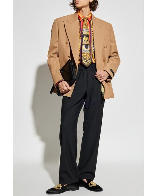 Versace Black Silk Shirt With Print for men