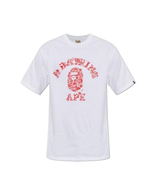 A Bathing Ape White T-Shirt With Print for men