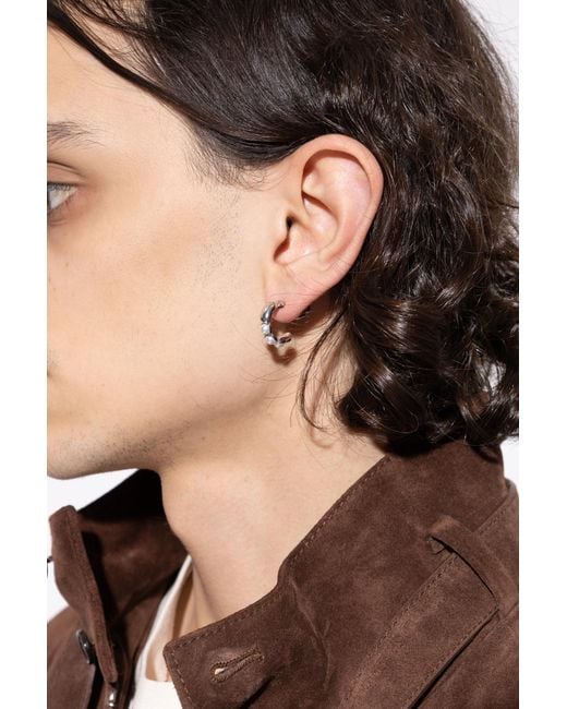 McQueen White Single Brass Earring for men
