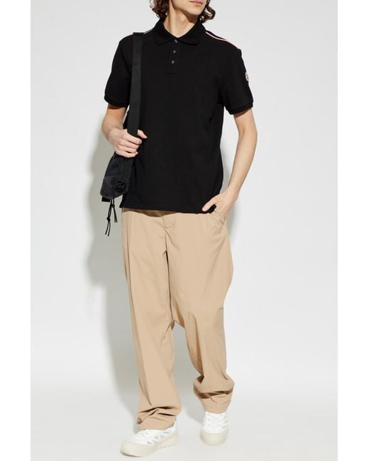 Moncler Black Polo With Logo Patch for men
