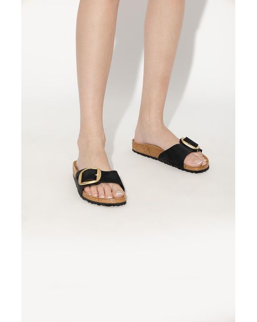 Birkenstock White Madrid Big Buckle Slides