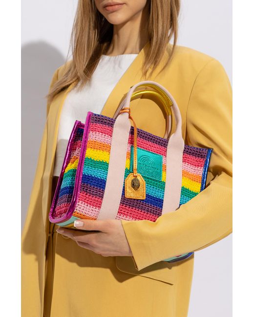 Kurt Geiger Orange ‘Crochet Small’ Shopper Bag