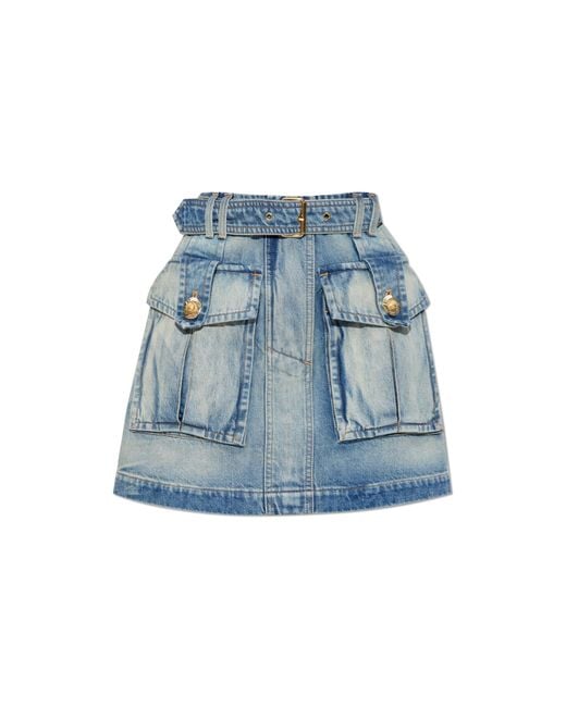 Balmain Blue Denim Skirt