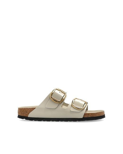 Birkenstock White 'Arizona Big Buckle' Slides