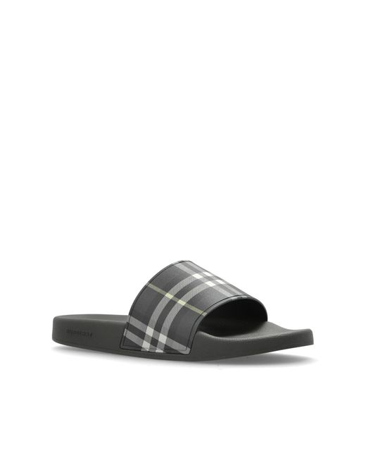 Burberry Gray Rubber Flip-Flops for men