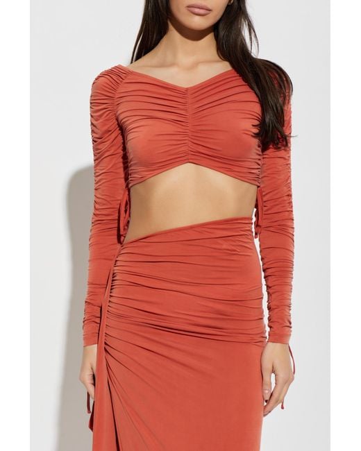 Balmain Orange Short Draped Top
