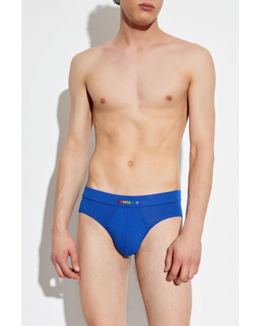 DSquared² Blue Briefs With Logo for men