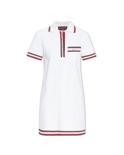 Gucci White Dress With Polo Collar