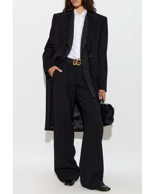 Dolce & Gabbana Black Wool Coat With Single Vent