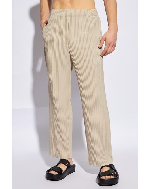 Homme Plissé Issey Miyake White Pleated Trousers By , for men