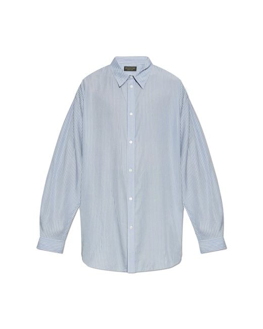 Balenciaga Blue Shirt With Stripe Pattern for men