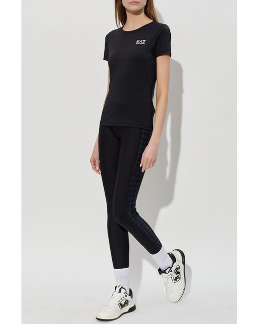 EA7 Black T-Shirt With Printed Logo