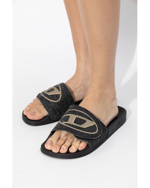 DIESEL Black 'Sa-Bloop Strap' Slides