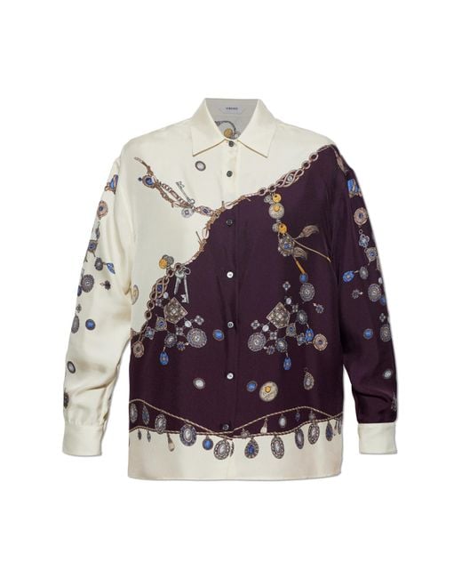 Versace Multicolor Silk Shirt With "Stolen Jewels" Print