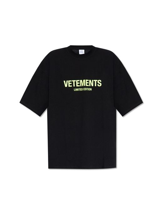 Vetements Black T-shirt With Logo, for men