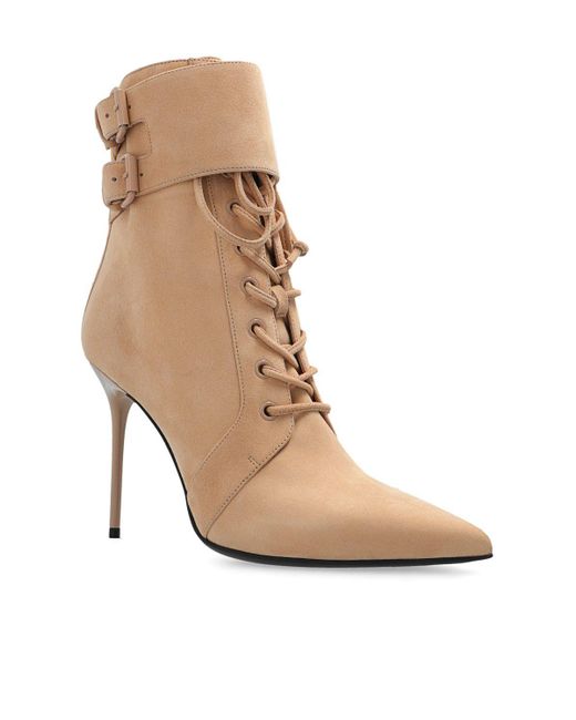 Balmain Roni Monogram Ankle Boots In Beige