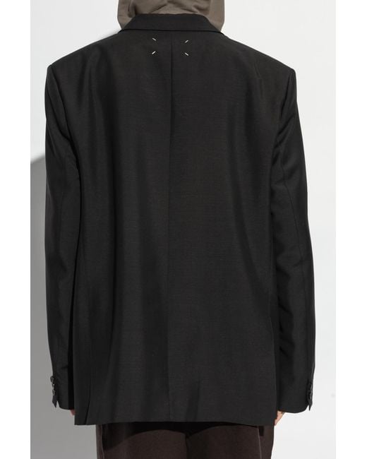 Maison Margiela Black Wool Blazer With Open Lapels for men