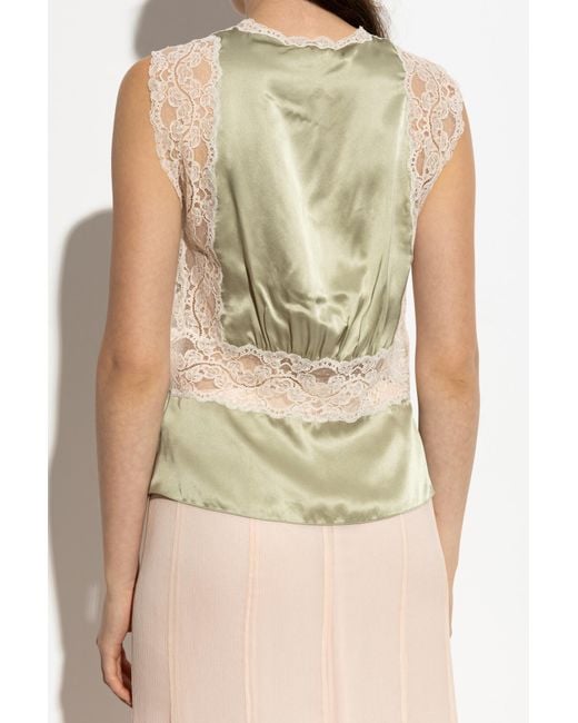 Chloé Natural Silk Top With Lace Inserts