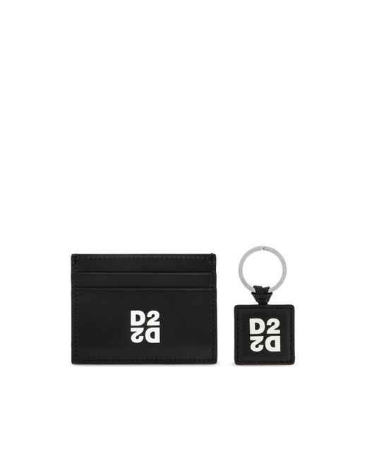 DSquared² Black Set: Cardholder, Keyring for men