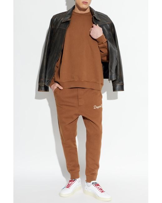 DSquared² Brown Sweatshirt With Embroidered Logo for men