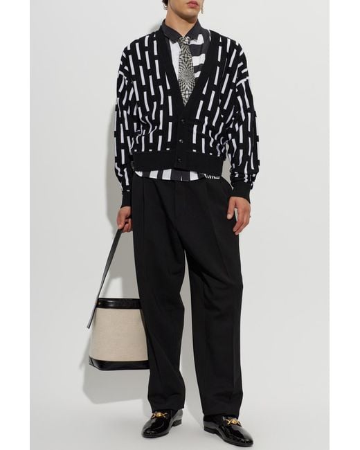 Versace Black Wool Pleated Trousers for men