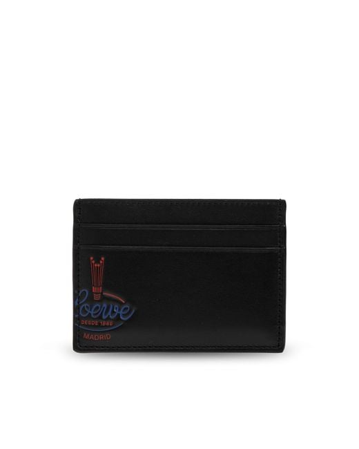 Loewe Black Leather Card Holder for men