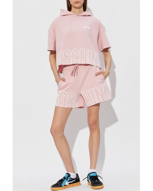 Moschino Pink Logo Sweat Shorts