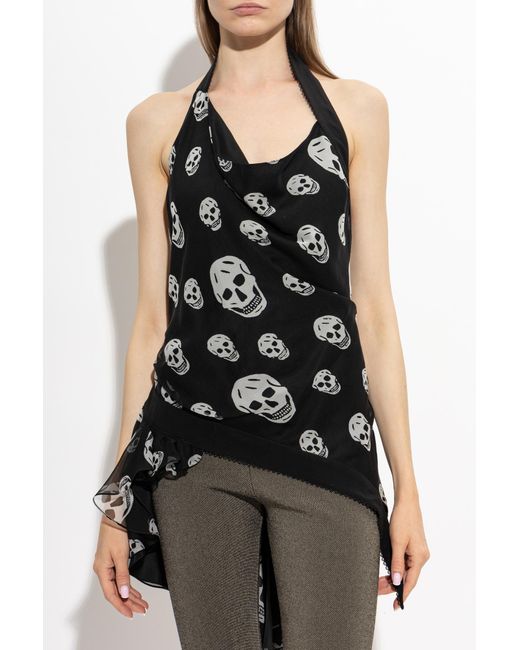 McQueen Black Silk Top With Open Back