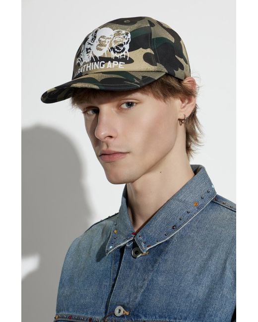 A Bathing Ape Black Baseball Cap for men