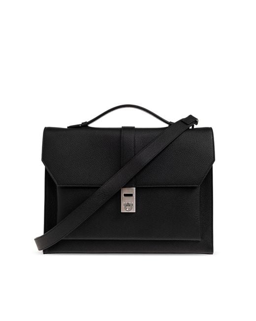Ferragamo Black Leather Briefcase for men