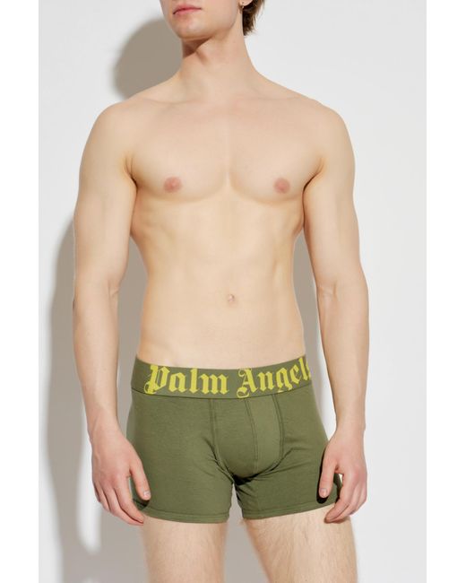 Palm Angels Green Two-Pack Of Boxers With Logo for men