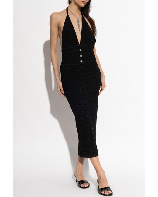 Alessandra Rich Black Off-The-Shoulder Dress