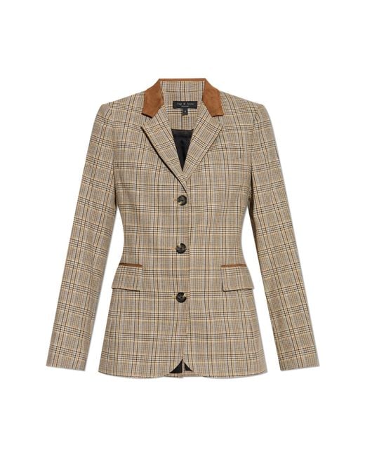 Rag & Bone Blue Plaid Pattern Blazer