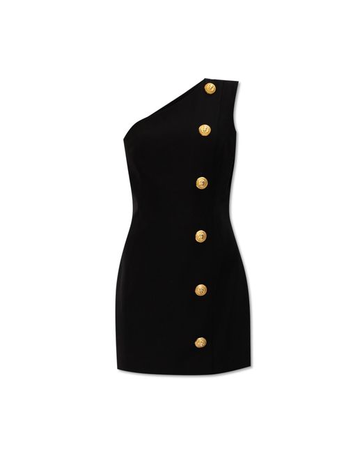 Balmain Black One-Shoulder Dress