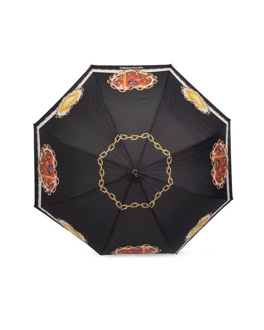 Moschino Black Umbrella With Logo,