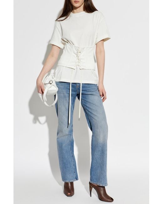 McQueen White T-Shirt With Decorative Tie