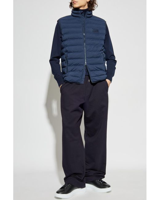 EA7 Blue Quilted Vest With Stand-Up Collar for men