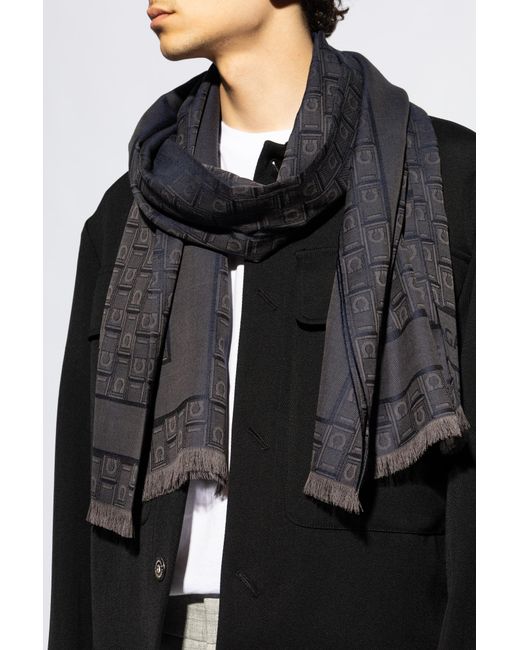 Ferragamo Blue Scarf With Monogram for men