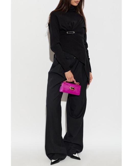 Lanvin Black Asymmetric Turtleneck With Applique